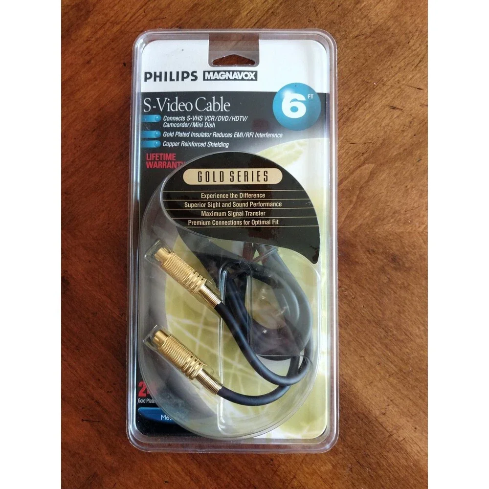 New Phillips Magnavox S-Video Cable 6' 24K Gold Plated Series - M62791 VTG NOS
